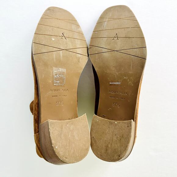 AQUATALIA Rosalin Weatherproof Suede Ankle Boot Size 9.5 Whiskey Tan Italy - Picture 8 of 10